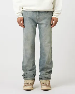 85 Open Hem Jeans with Patch sand storm blue