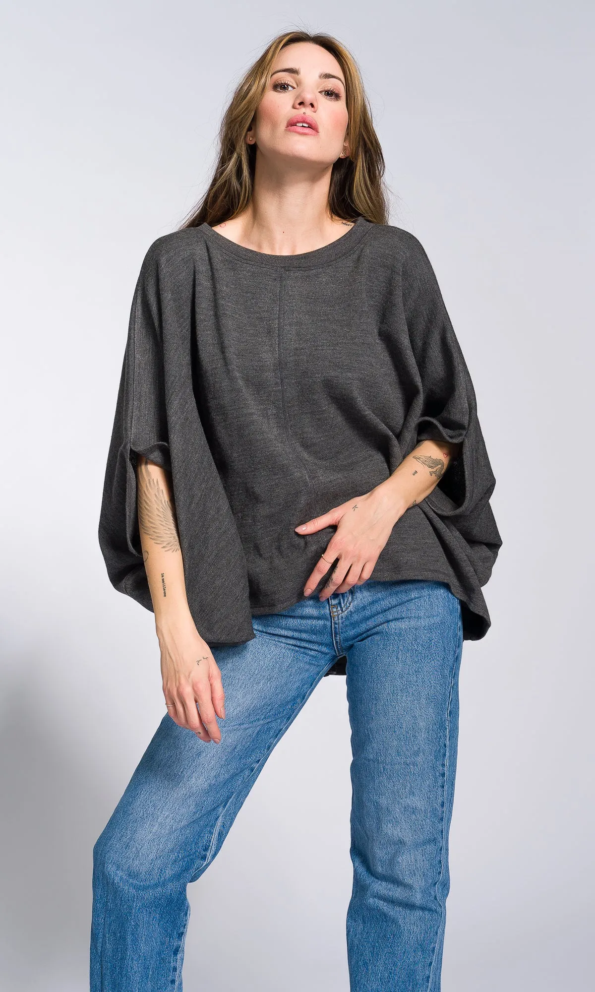Batwing Sleeves Knit Blouse