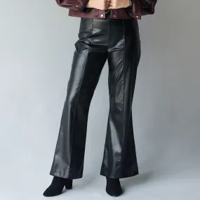 Black flared leather pants
