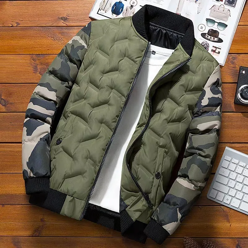 Camouflage Sleeve Male Bomber Jacket (3 colors)