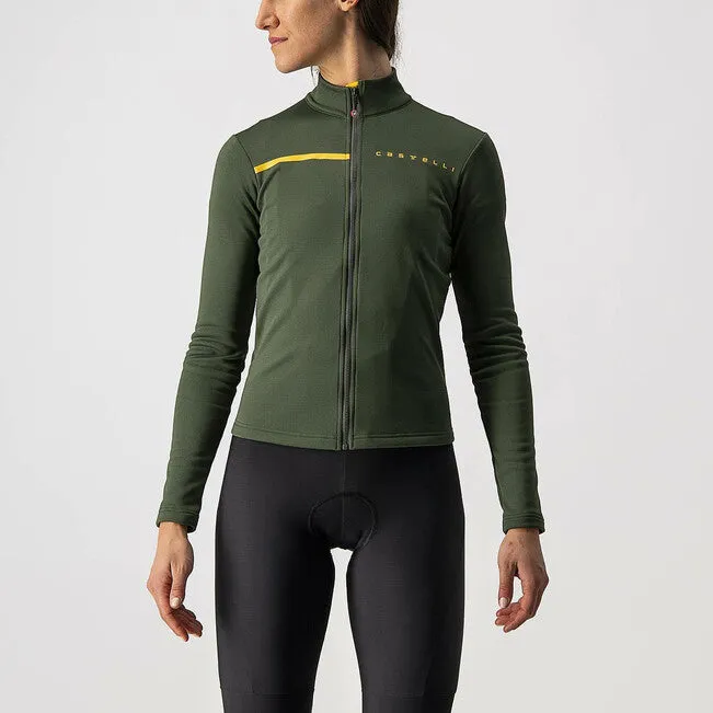 Castelli SINERGIA 2 FZ Womens Jersey - Military Green/Saffron