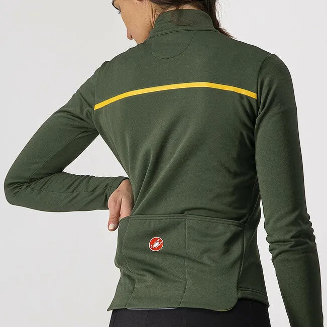 Castelli SINERGIA 2 FZ Womens Jersey - Military Green/Saffron