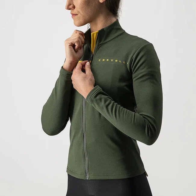 Castelli SINERGIA 2 FZ Womens Jersey - Military Green/Saffron