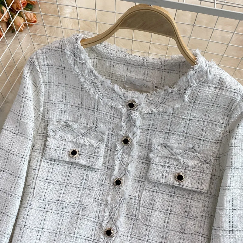Celebrity xiaoxiangfeng woolen plaid coat female  1644