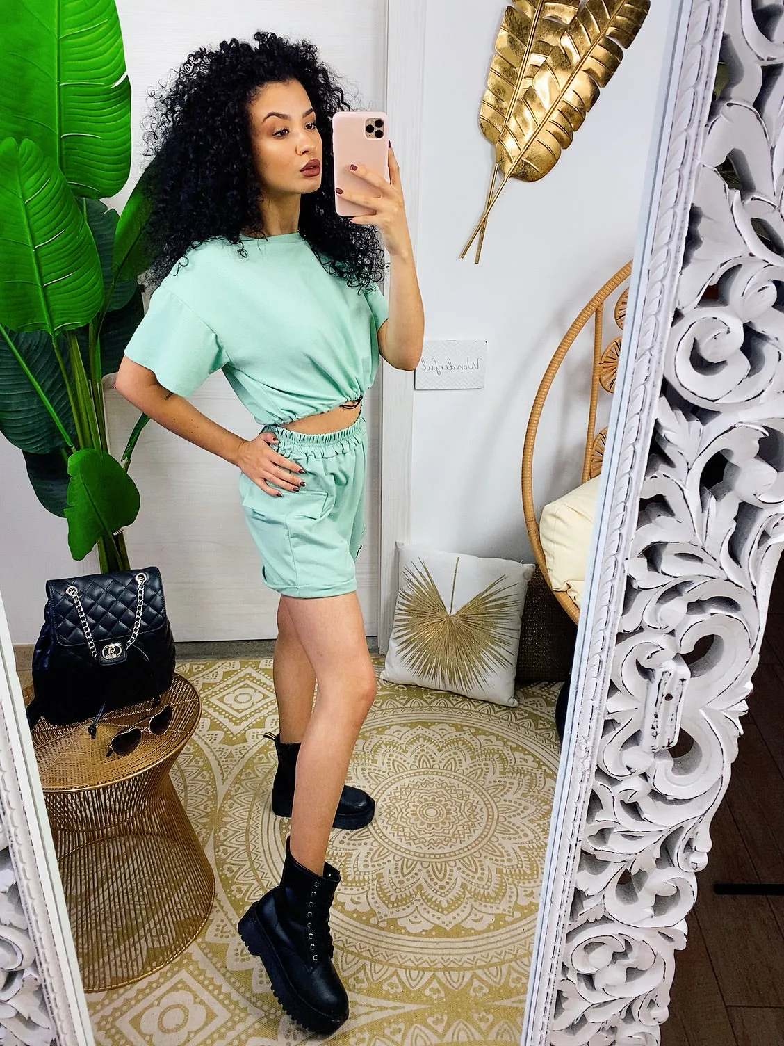 Completo sportivo maglia e short menta