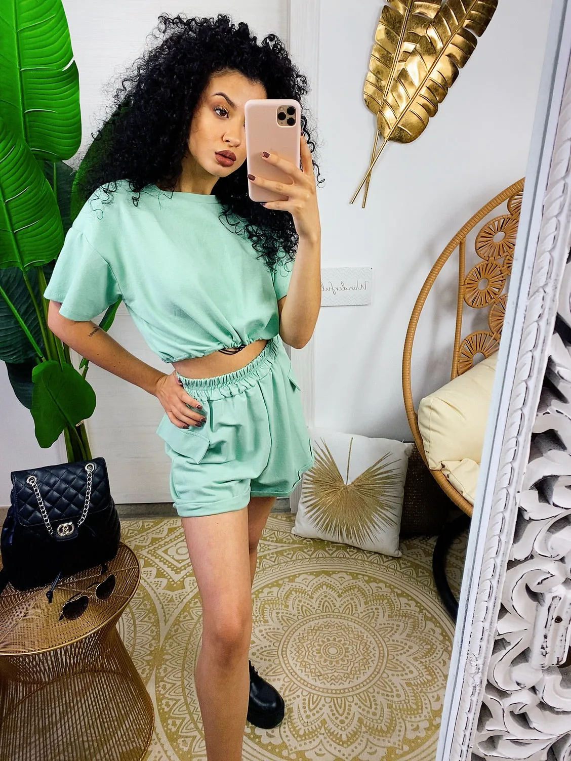 Completo sportivo maglia e short menta