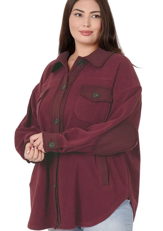 Curvy Girl Burgundy Shacket