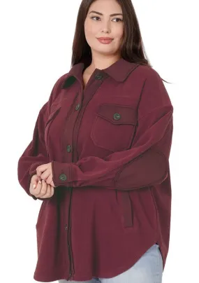 Curvy Girl Burgundy Shacket