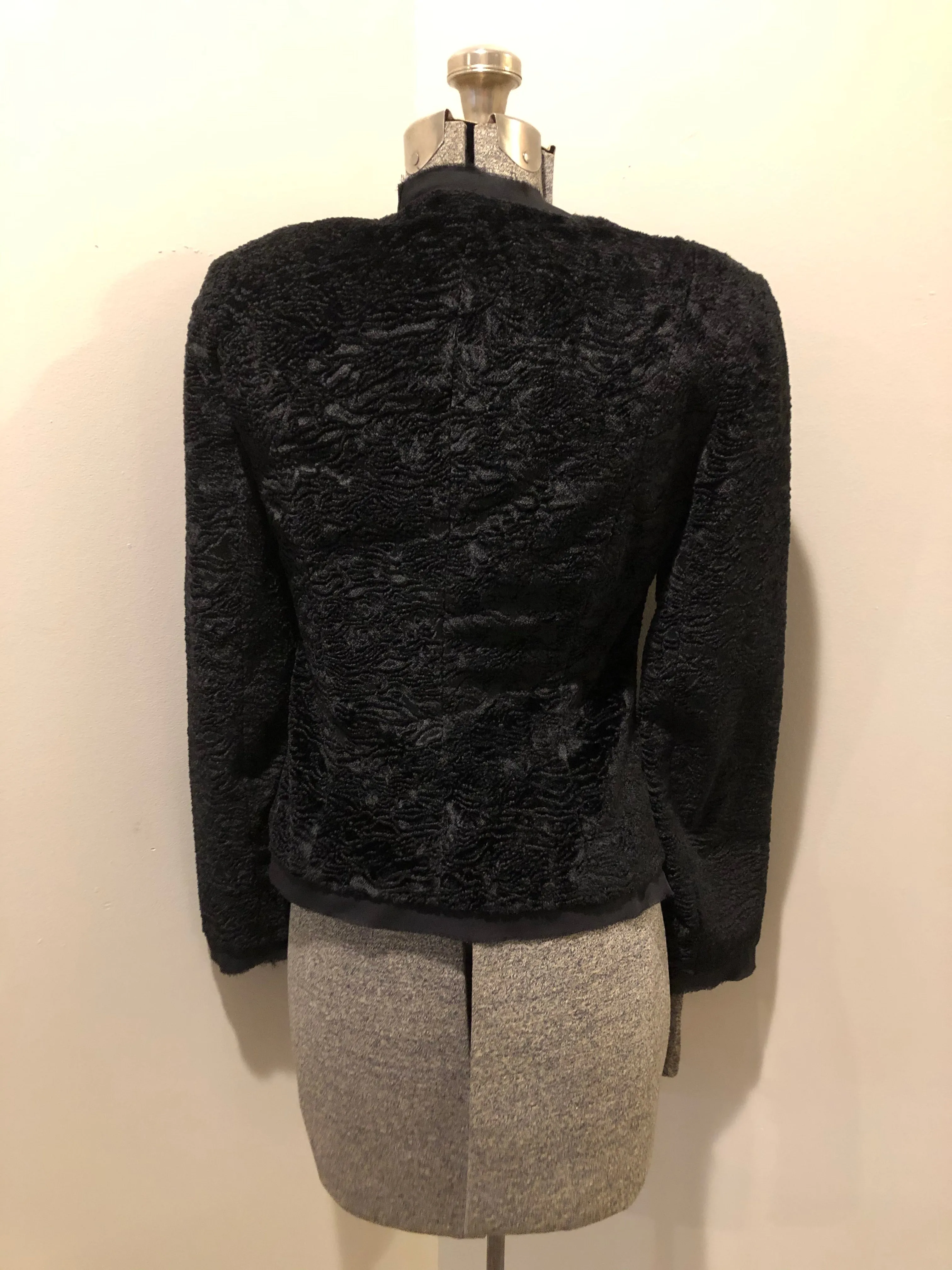 Ecocci Black Textured Jacket with Silk Trim