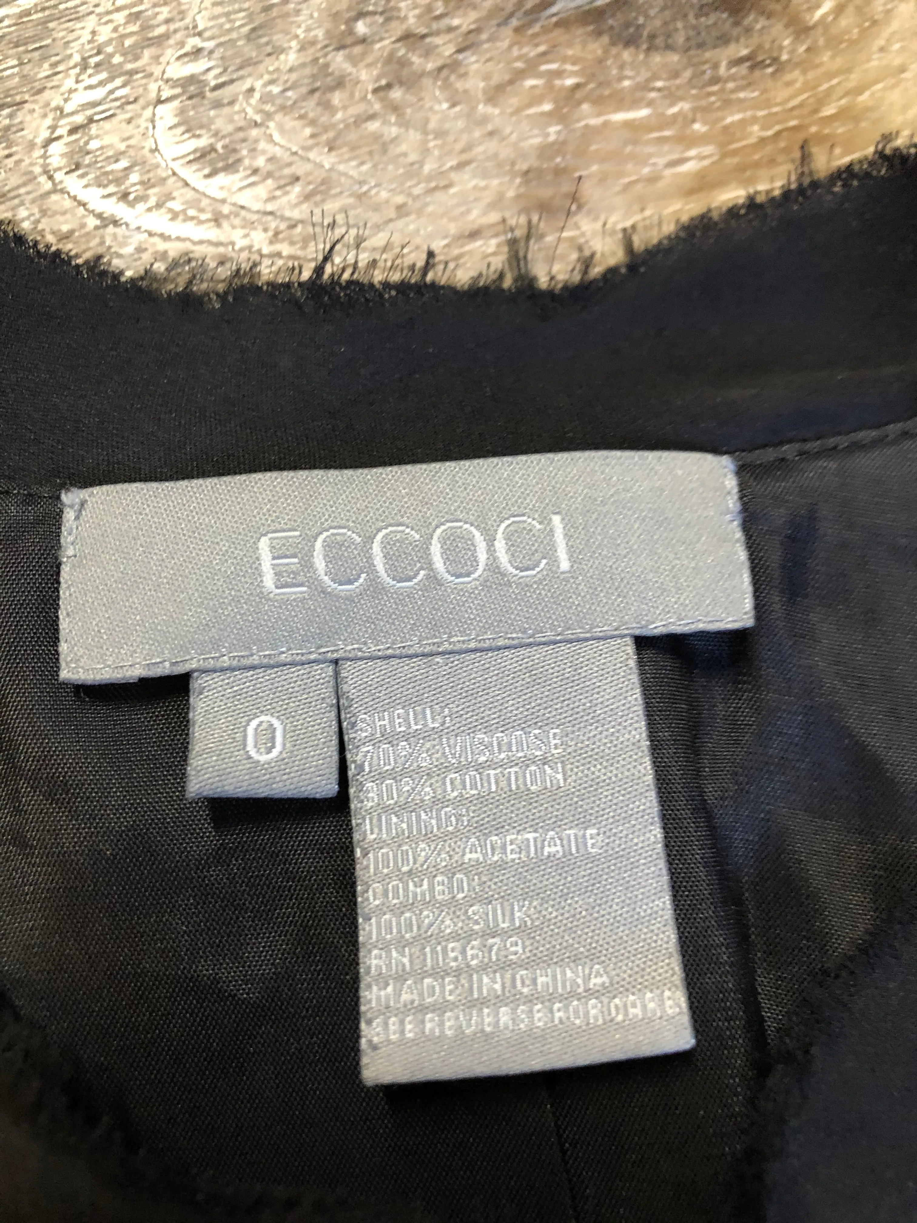 Ecocci Black Textured Jacket with Silk Trim