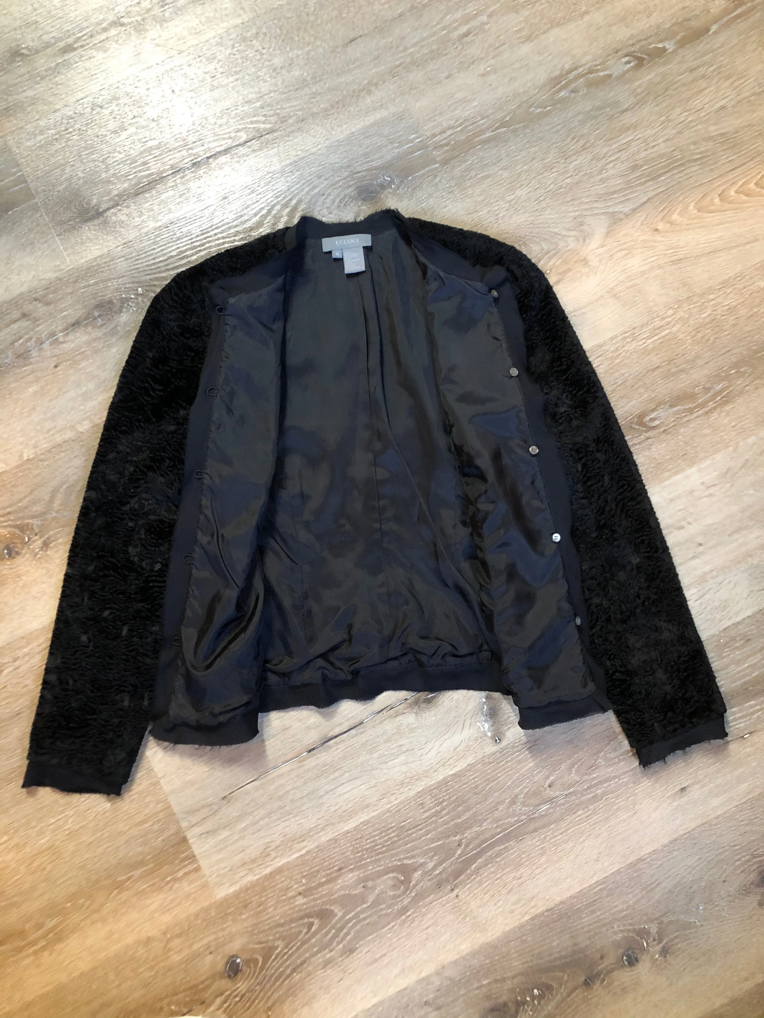 Ecocci Black Textured Jacket with Silk Trim