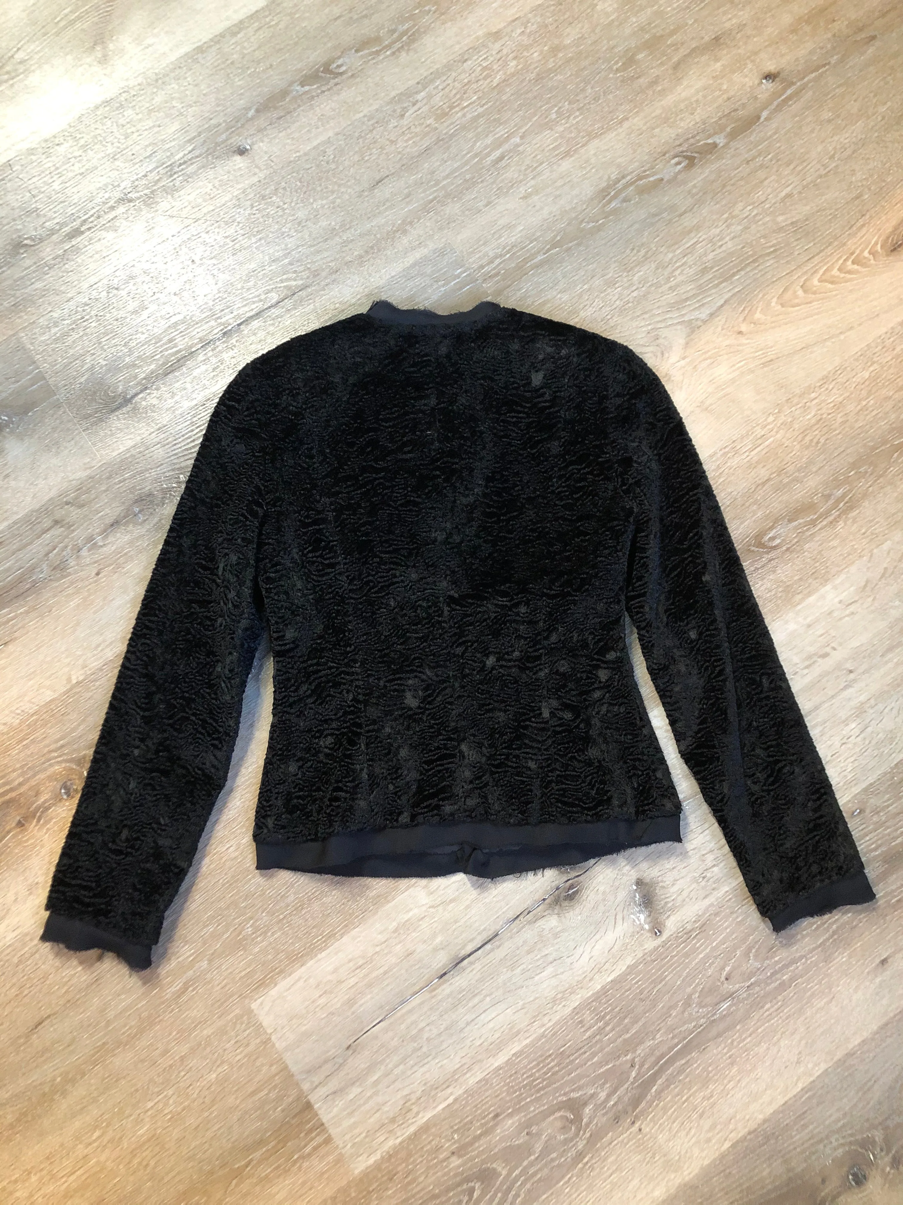 Ecocci Black Textured Jacket with Silk Trim