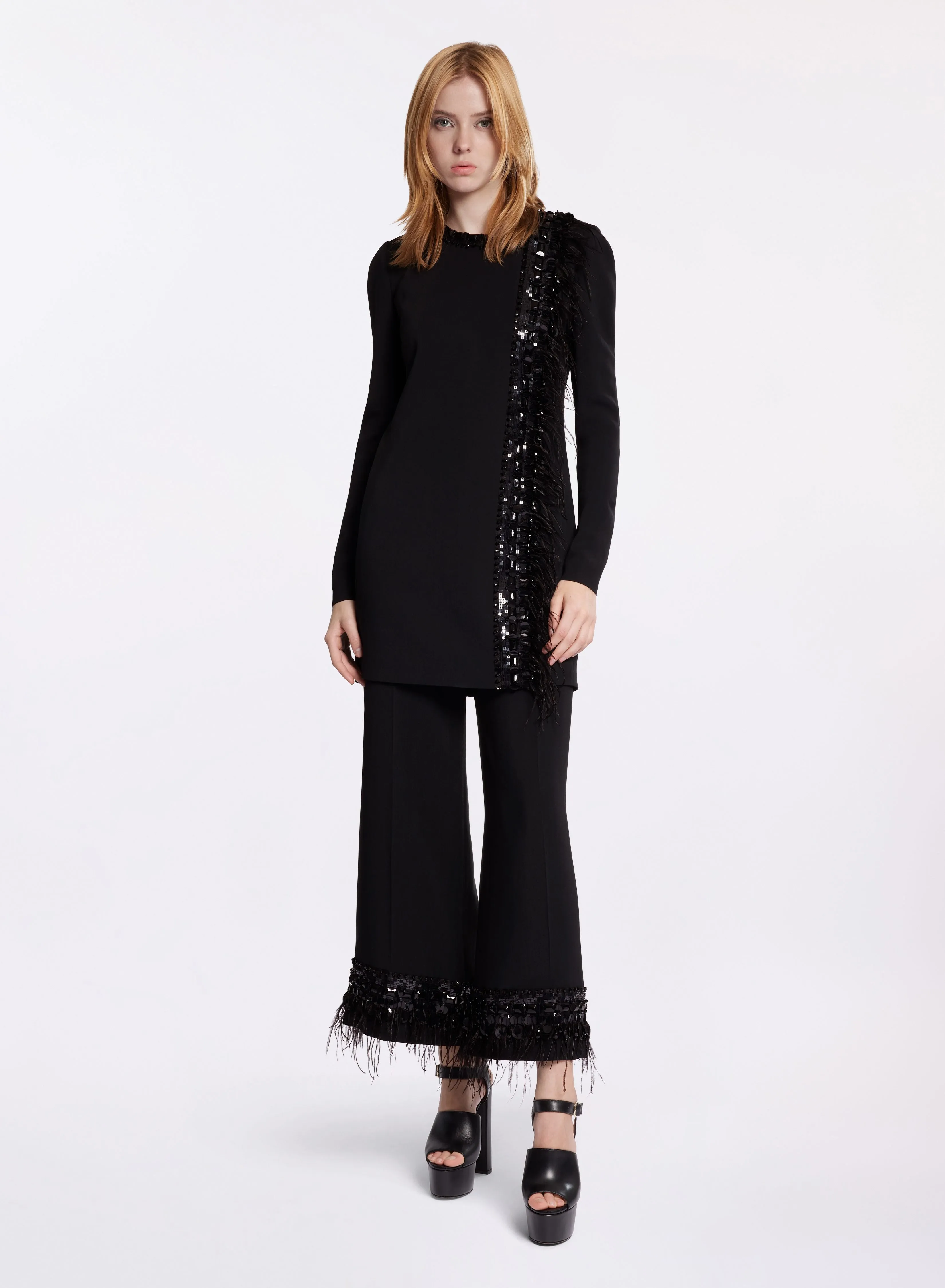 Feather Trimmed Pants