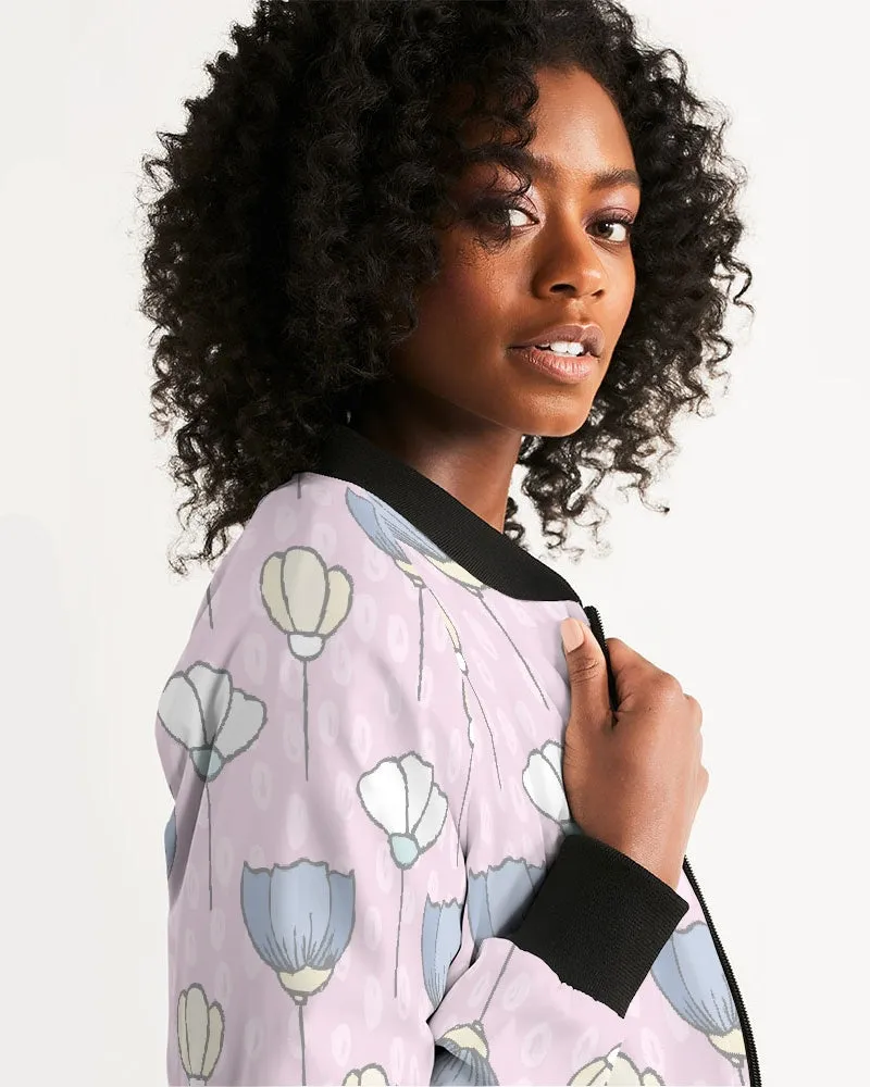 Flowers On Pink Women's Bomber Jacket