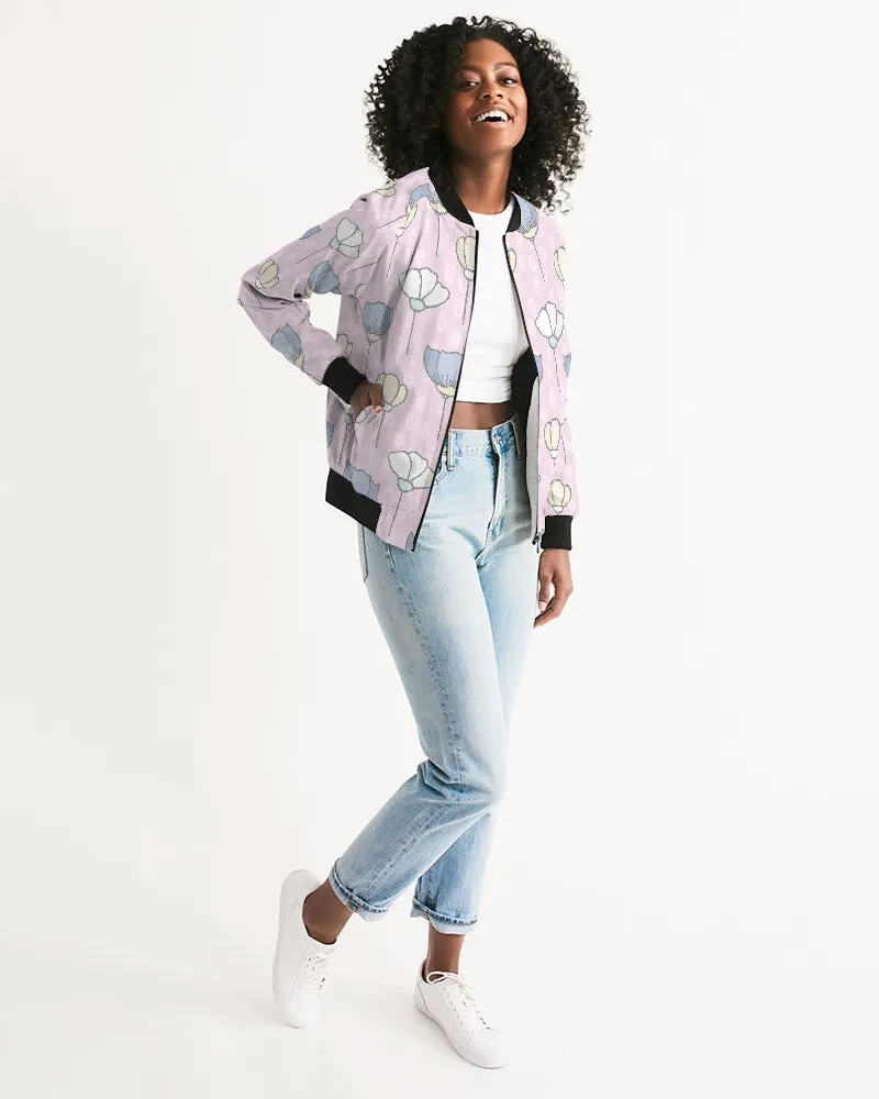 Flowers On Pink Women's Bomber Jacket