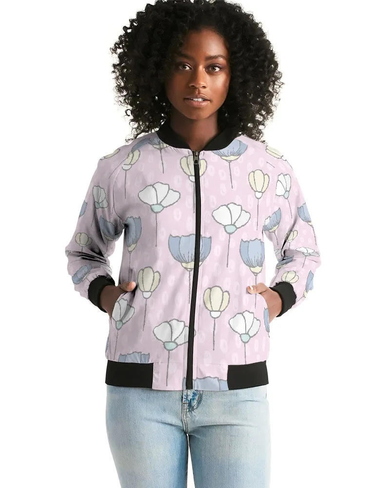 Flowers On Pink Women's Bomber Jacket