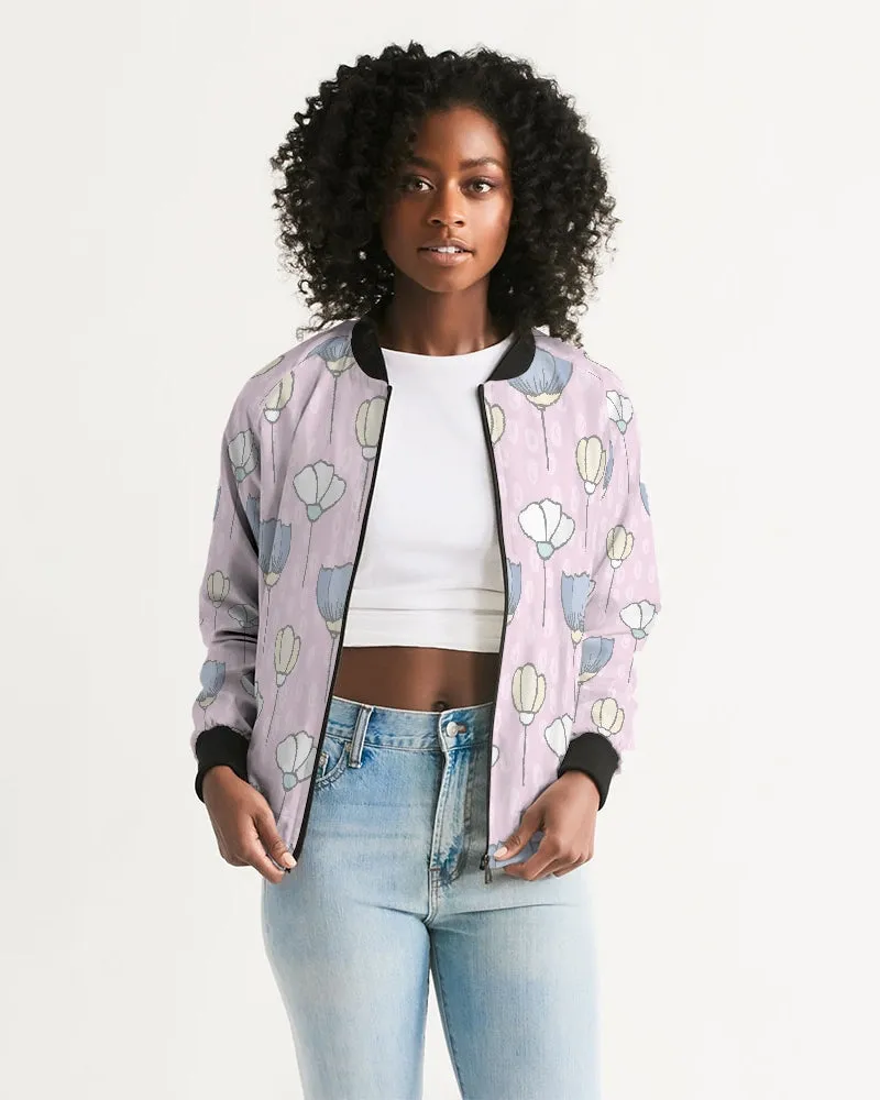 Flowers On Pink Women's Bomber Jacket