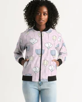 Flowers On Pink Women's Bomber Jacket