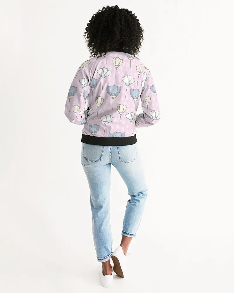 Flowers On Pink Women's Bomber Jacket