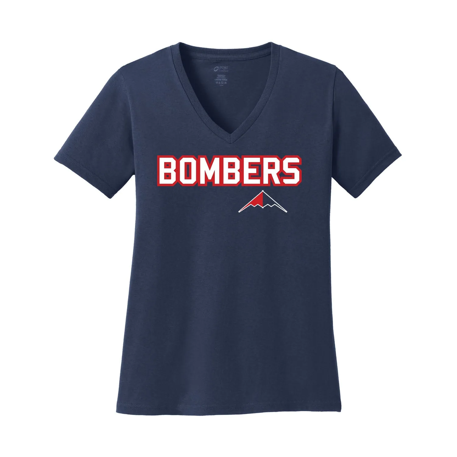 Gem City Bombers Ladies V-Neck Tee (Navy)