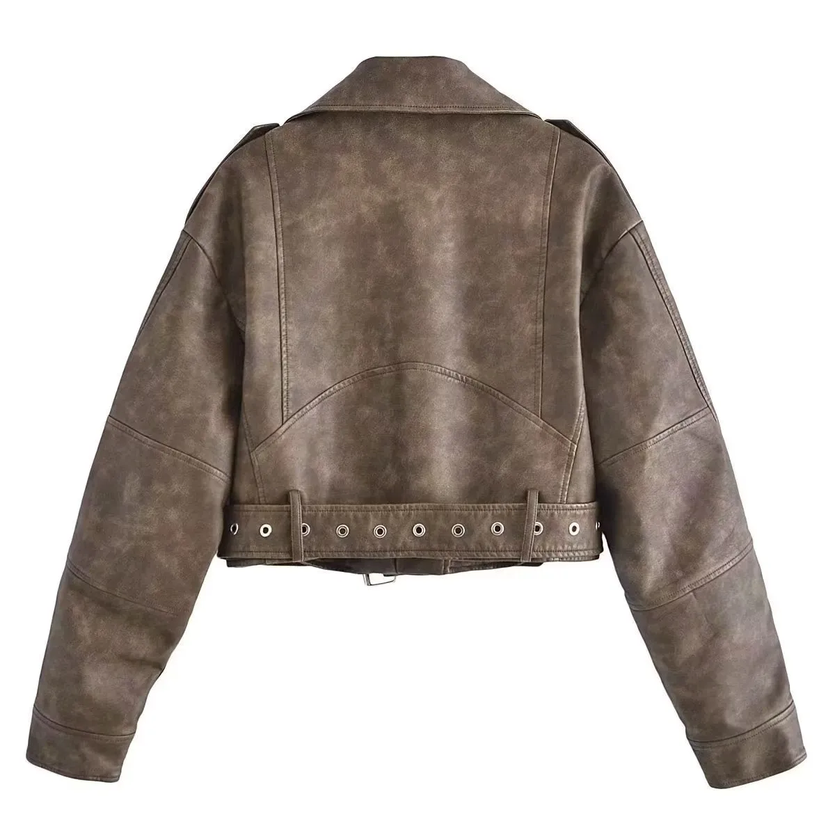 Giacca chiodo ecopelle over fit donna