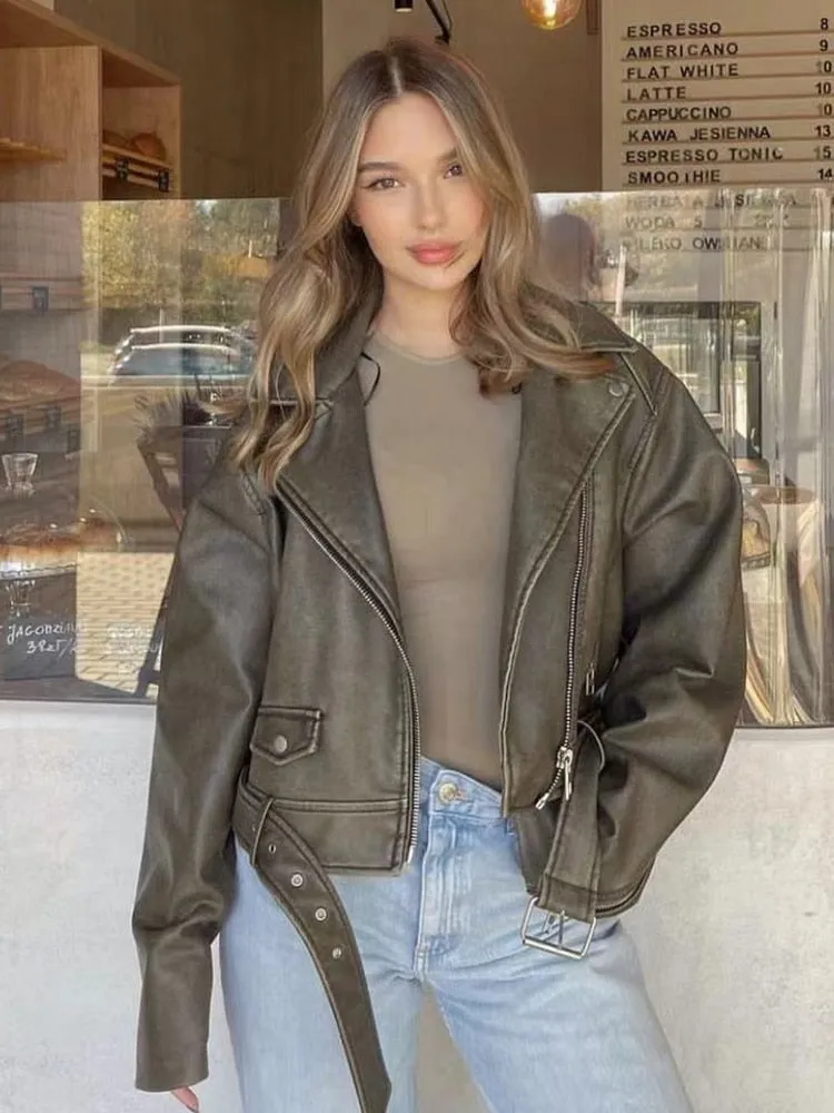 Giacca chiodo ecopelle over fit donna