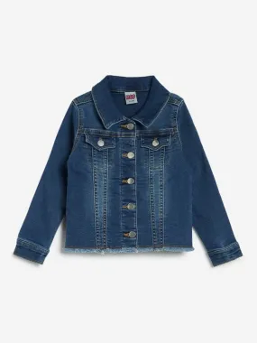 HOP Kids Blue Floral Embroidered Denim Jacket