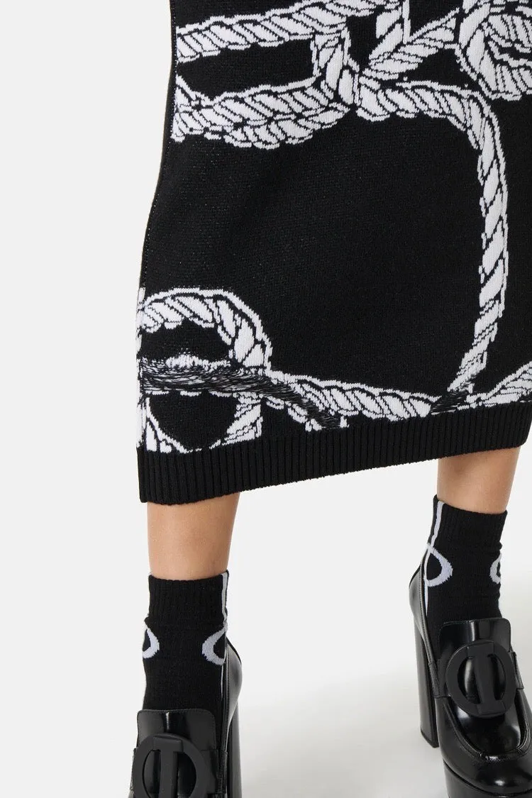 Iceberg- Ropes Pencil Skirt: Black/ White