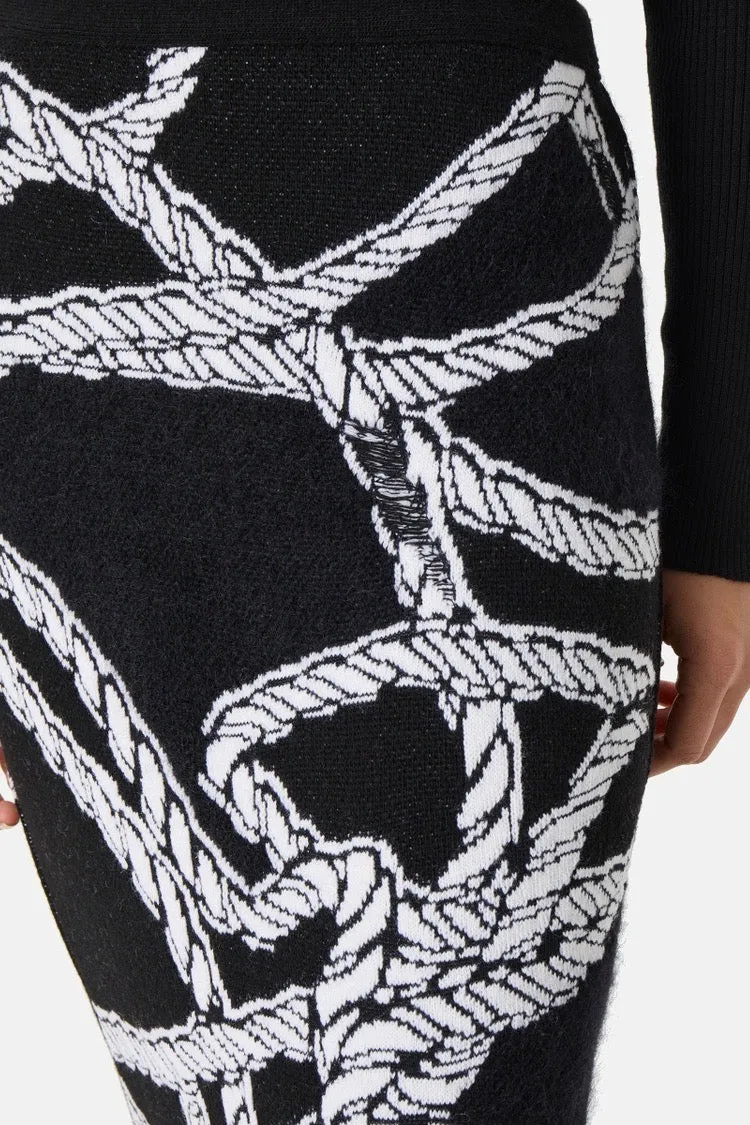 Iceberg- Ropes Pencil Skirt: Black/ White
