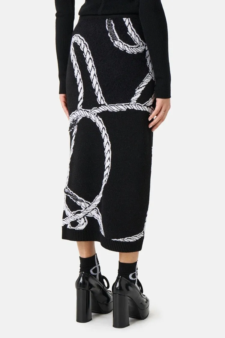 Iceberg- Ropes Pencil Skirt: Black/ White