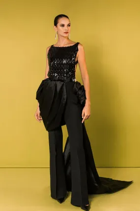 Jumpsuit with Short Draped Overskirt