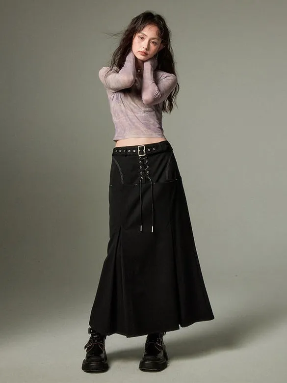 Lace-Up Front Pocket Mermaid Skirt