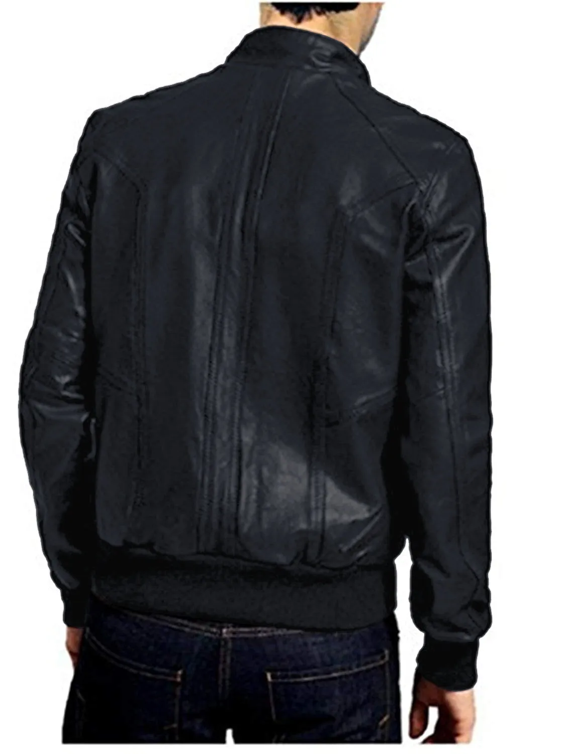 Leather Jackets Hub Mens Genuine Lambskin Leather Jacket (Black, Bomber Jacket) - 1501054