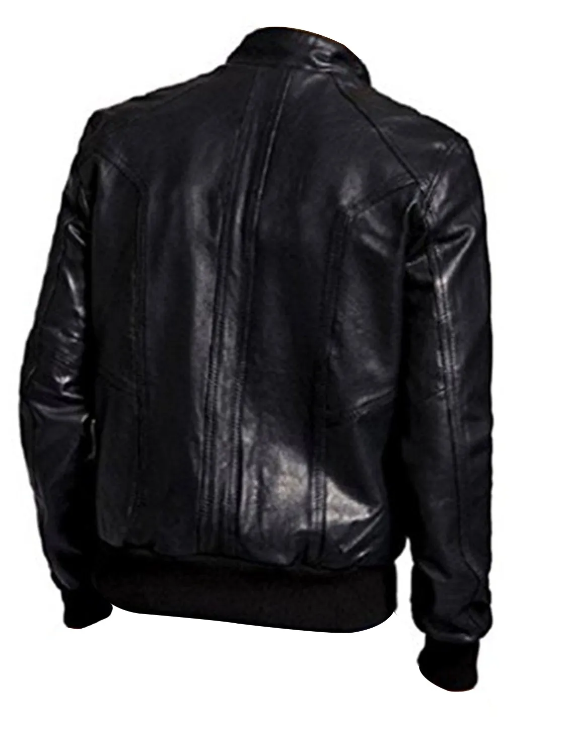 Leather Jackets Hub Mens Genuine Lambskin Leather Jacket (Black, Bomber Jacket) - 1501054