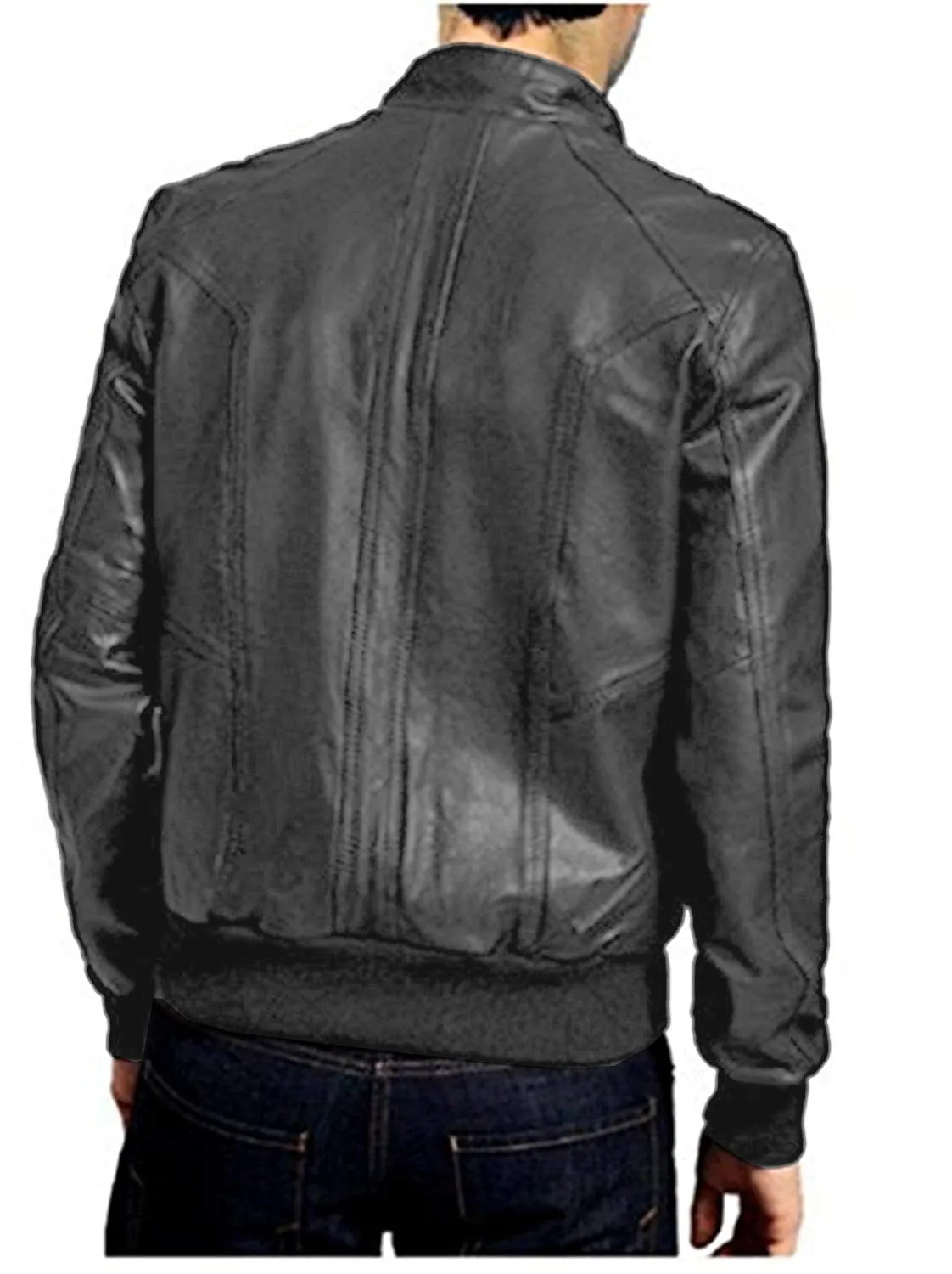 Leather Jackets Hub Mens Genuine Lambskin Leather Jacket (Black, Bomber Jacket) - 1501054