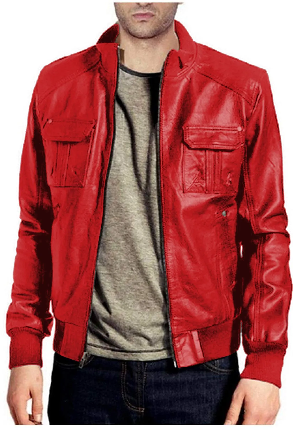 Leather Jackets Hub Mens Genuine Lambskin Leather Jacket (Black, Bomber Jacket) - 1501054