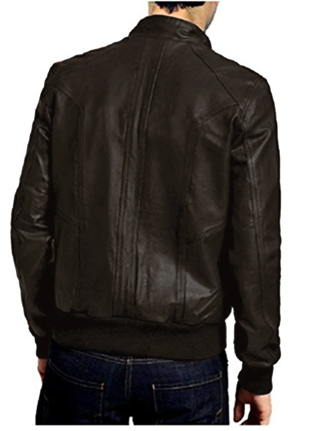 Leather Jackets Hub Mens Genuine Lambskin Leather Jacket (Black, Bomber Jacket) - 1501054