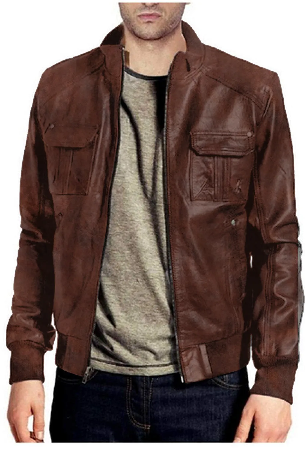 Leather Jackets Hub Mens Genuine Lambskin Leather Jacket (Black, Bomber Jacket) - 1501054