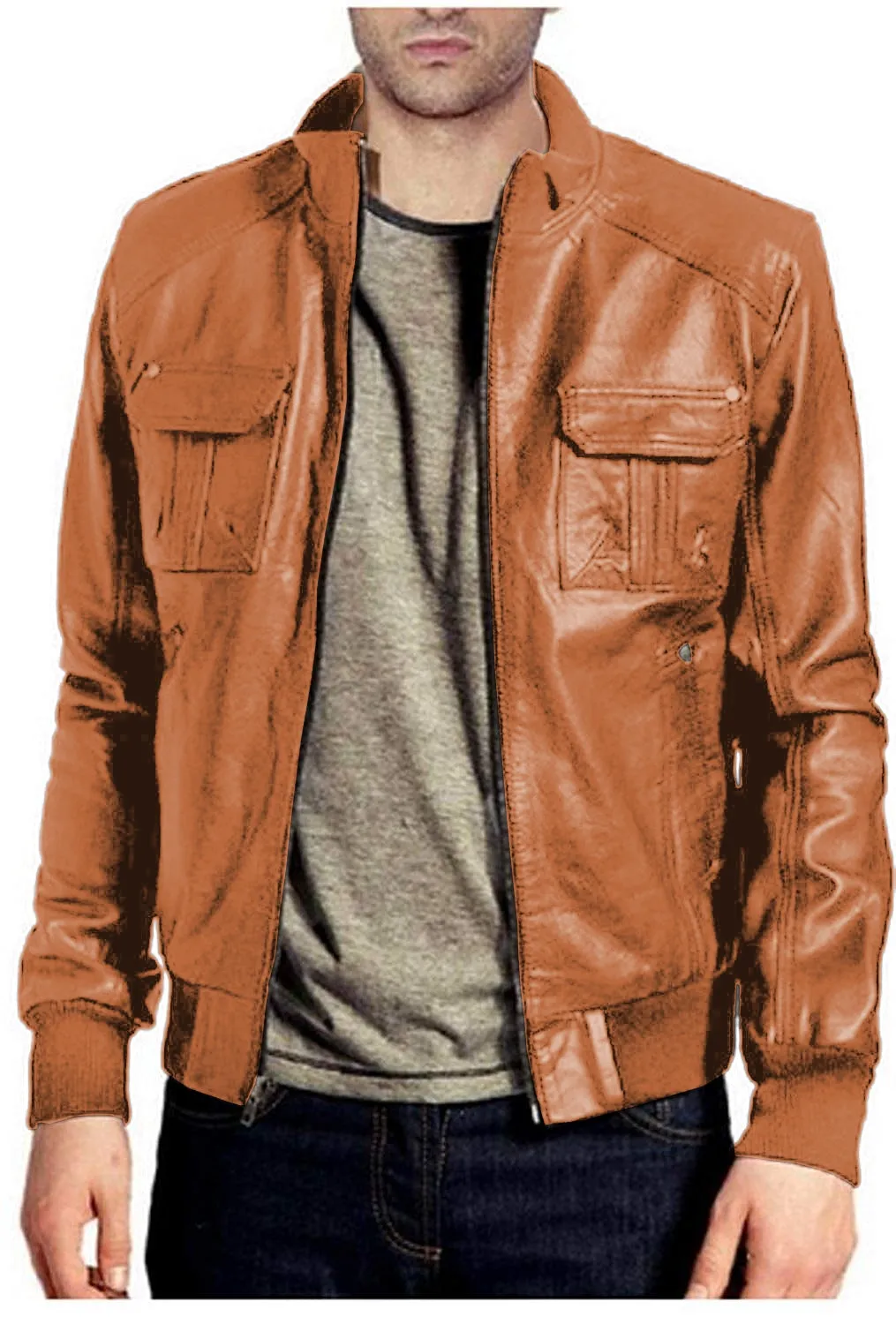Leather Jackets Hub Mens Genuine Lambskin Leather Jacket (Black, Bomber Jacket) - 1501054