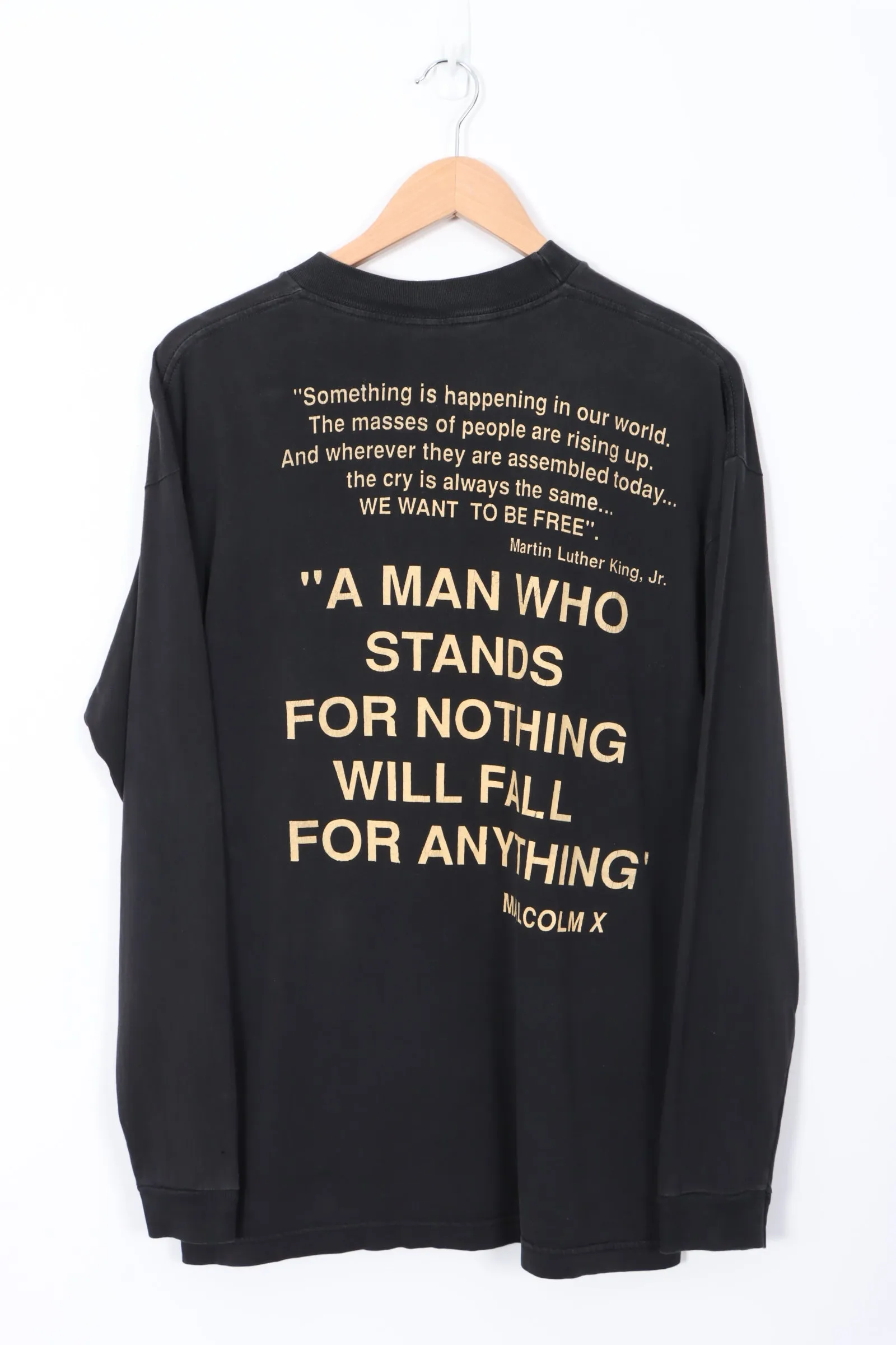 Malcolm X Martin Luther King Jr. Portrait Long Sleeve USA Made Tee (L)