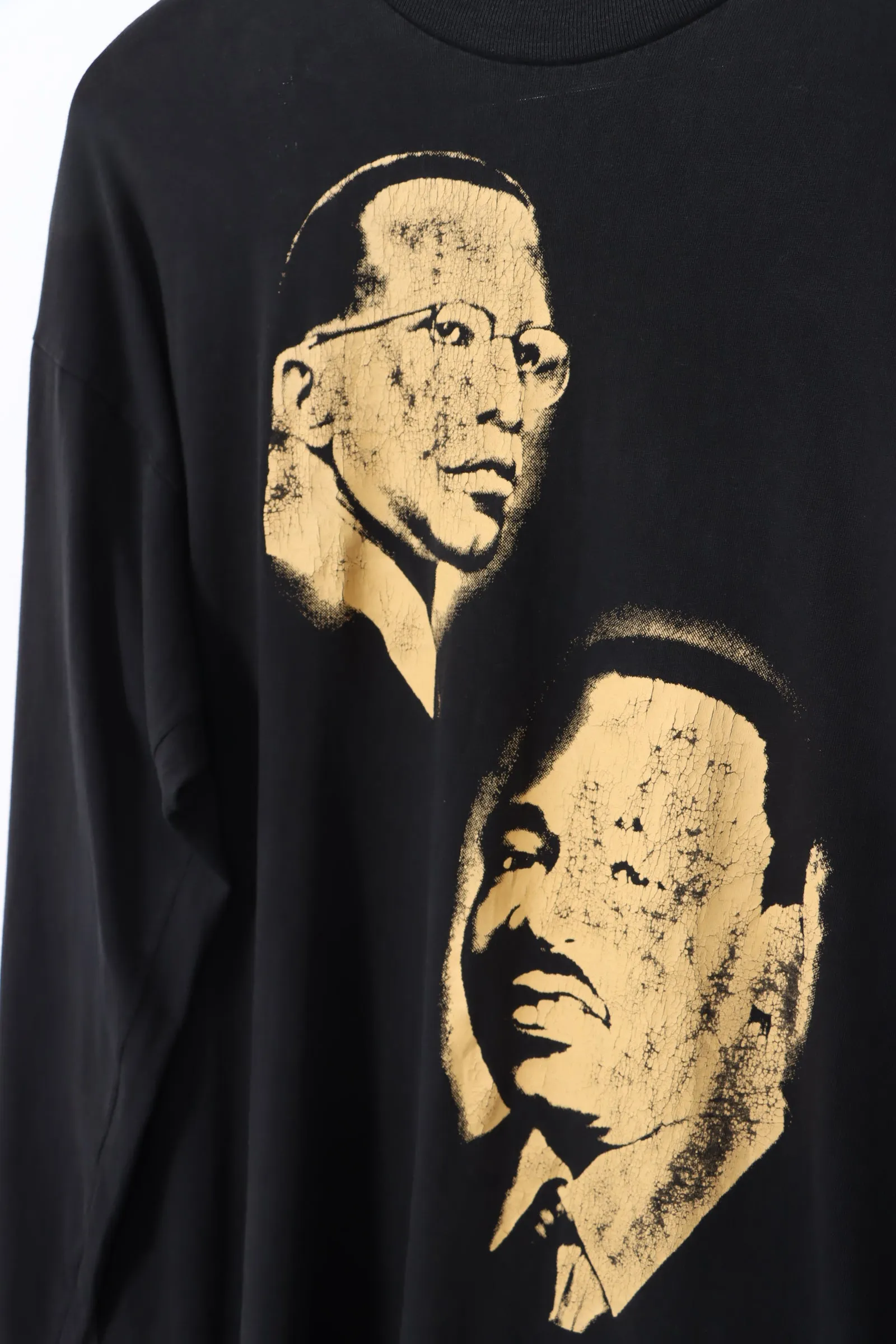 Malcolm X Martin Luther King Jr. Portrait Long Sleeve USA Made Tee (L)