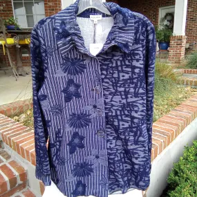Navy & White Denim Friendly Stretch Shaket or Jacket  | Adore