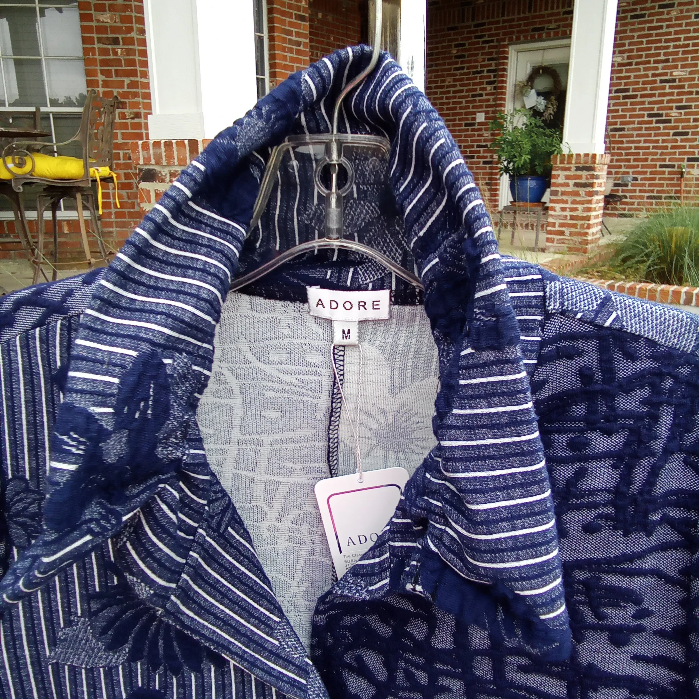 Navy & White Denim Friendly Stretch Shaket or Jacket  | Adore