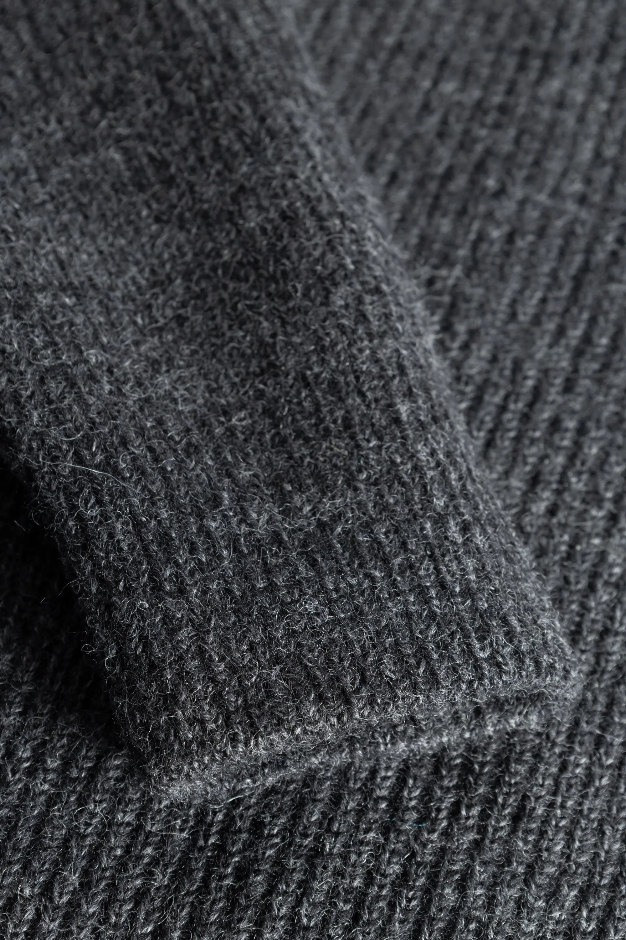 Norse Projects Hagen Wool Cotton Rib Full Zip Jacket - Dark Grey Melange