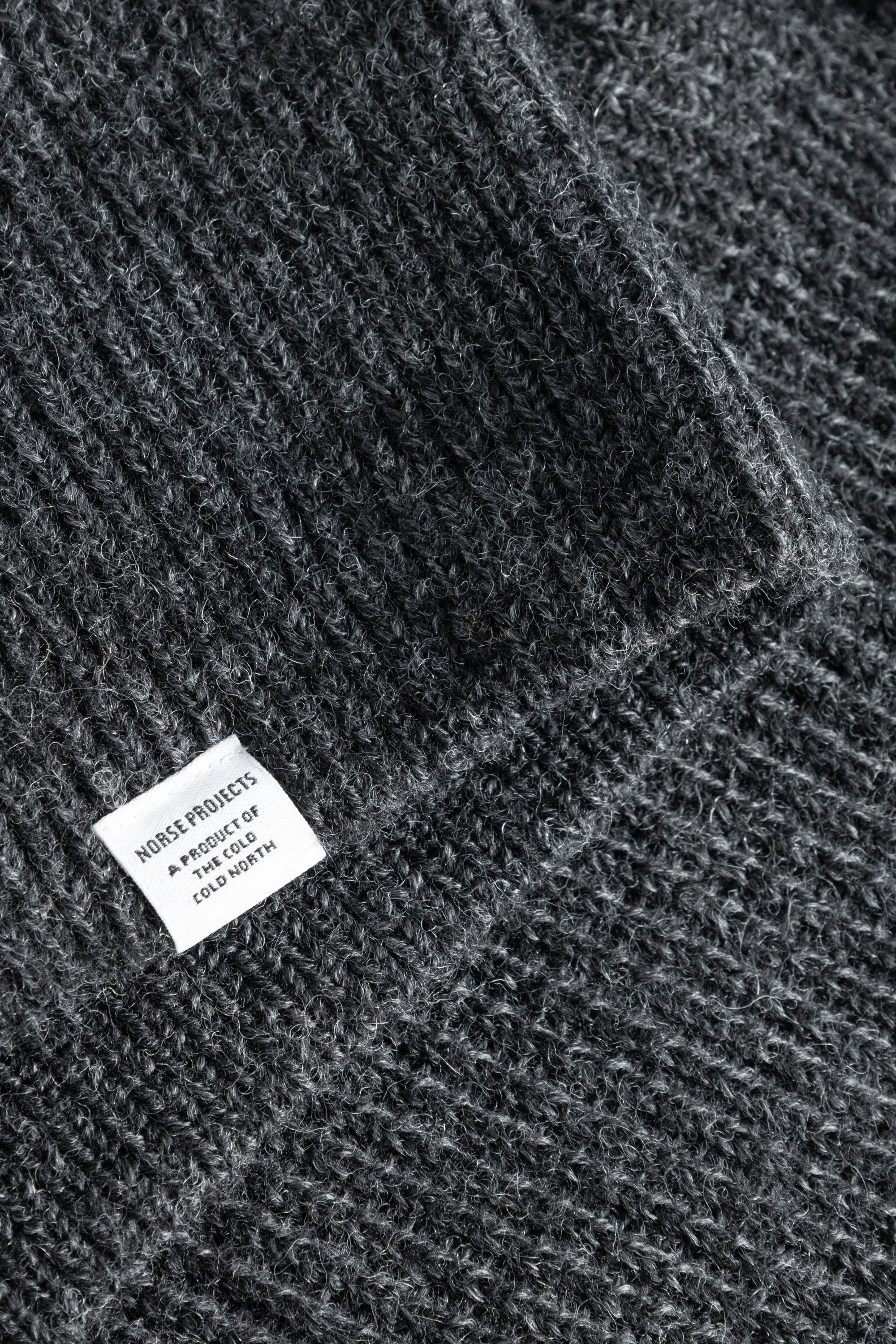 Norse Projects Hagen Wool Cotton Rib Full Zip Jacket - Dark Grey Melange