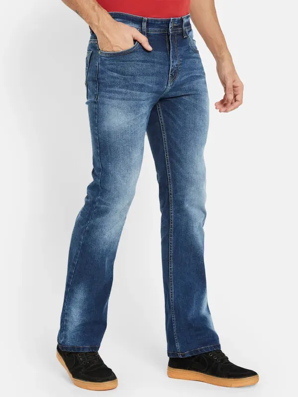 Octave Men Mid-Rise Clean Look Whiskers Chevrons Heavy Fade Cotton Jeans