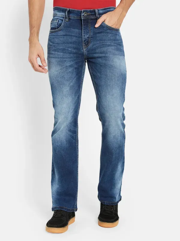 Octave Men Mid-Rise Clean Look Whiskers Chevrons Heavy Fade Cotton Jeans