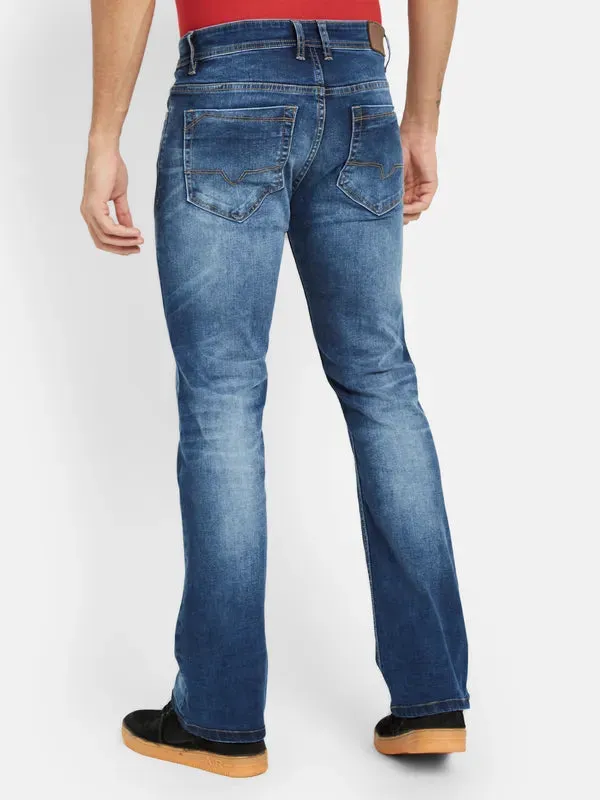 Octave Men Mid-Rise Clean Look Whiskers Chevrons Heavy Fade Cotton Jeans