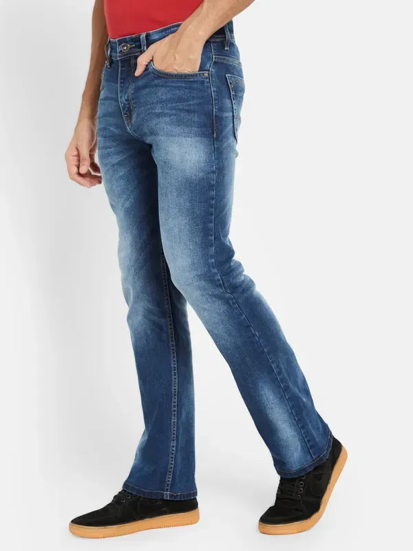Octave Men Mid-Rise Clean Look Whiskers Chevrons Heavy Fade Cotton Jeans