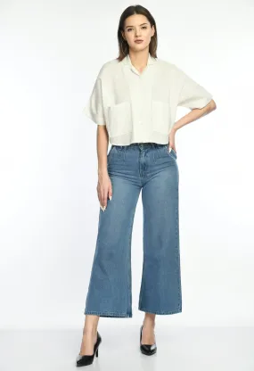 Oversized Cropped Shirt With Pockets